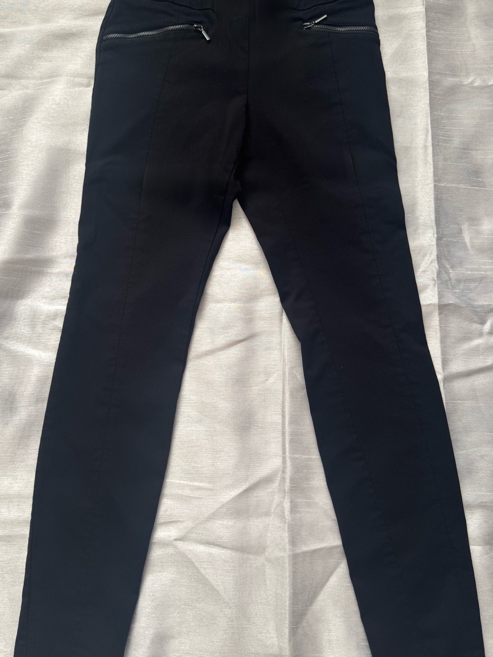 Bar III Black Stretch Skinny Ponte Pants Size S Faux Zipper (EUC)